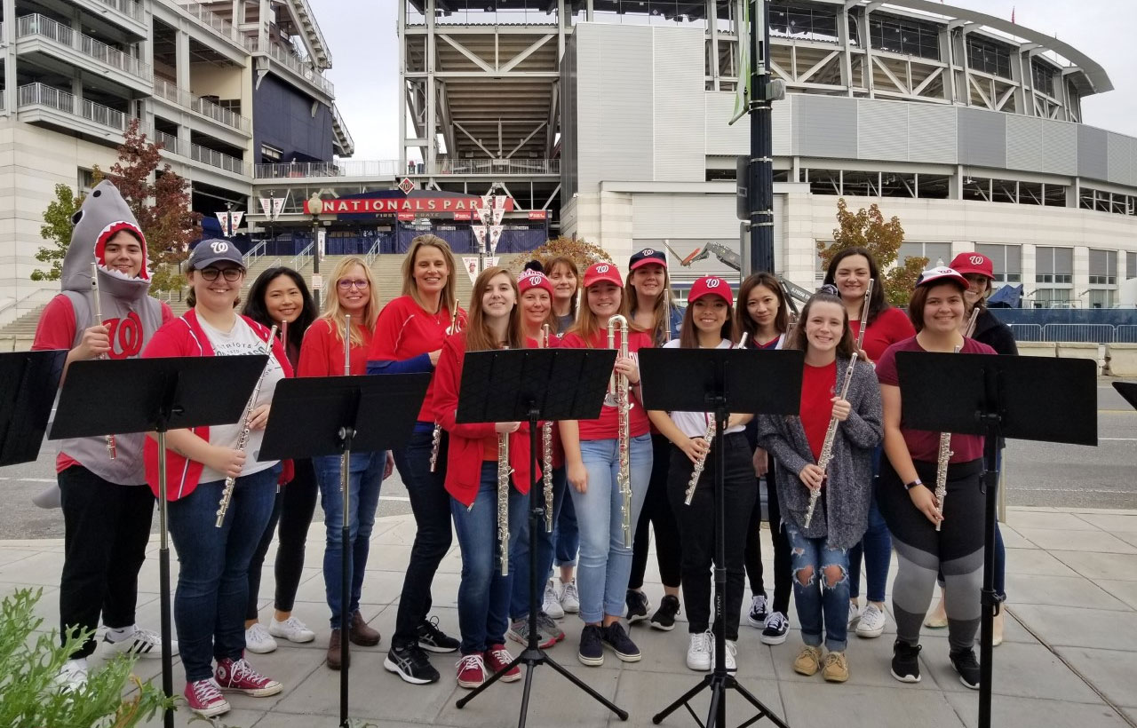 The Mason flute choir played a rendition of  Baby Shark at the Nats Stadium when the World Series came to D.C. in 2019.