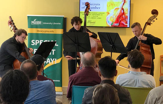 Music in the Lobby, concert series that is a collaboration between the School of Music string area and Fenwick Library.